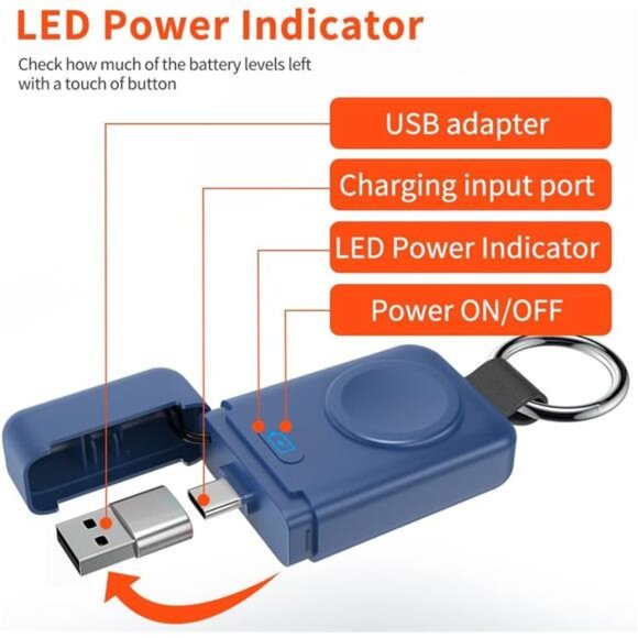 Portable Wireless Charger for Apple Watch,Upgraded iWatch Charger 1400mAh Smart - Picture 5 of 7